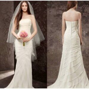 Vera Wang White Fray Edge Bia Champaign Wedding Dress — Size 6